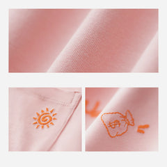 MADEN Women's Pink Pocket Embroidery Tee