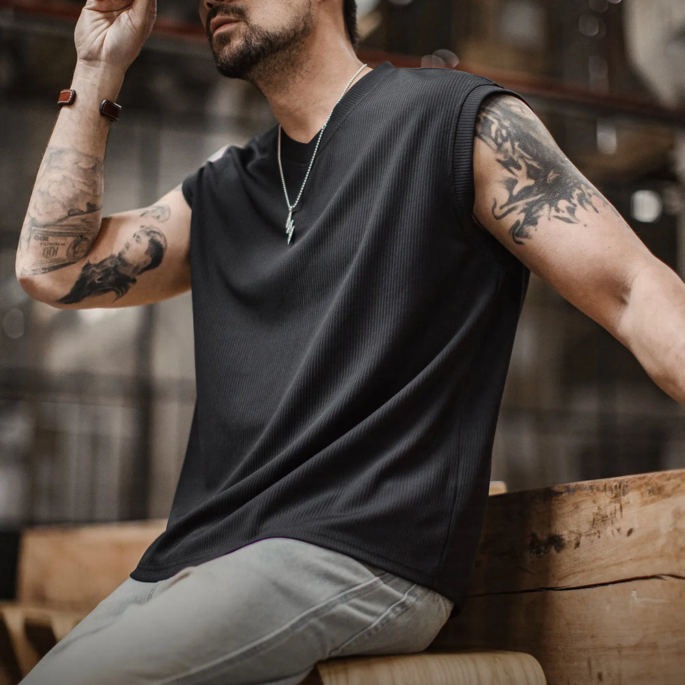 MADEN Striped V-Neck Tank Top