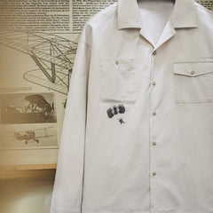 MADEN Retro Print Baumwoll-Overshirt mit kubanischem Kragen