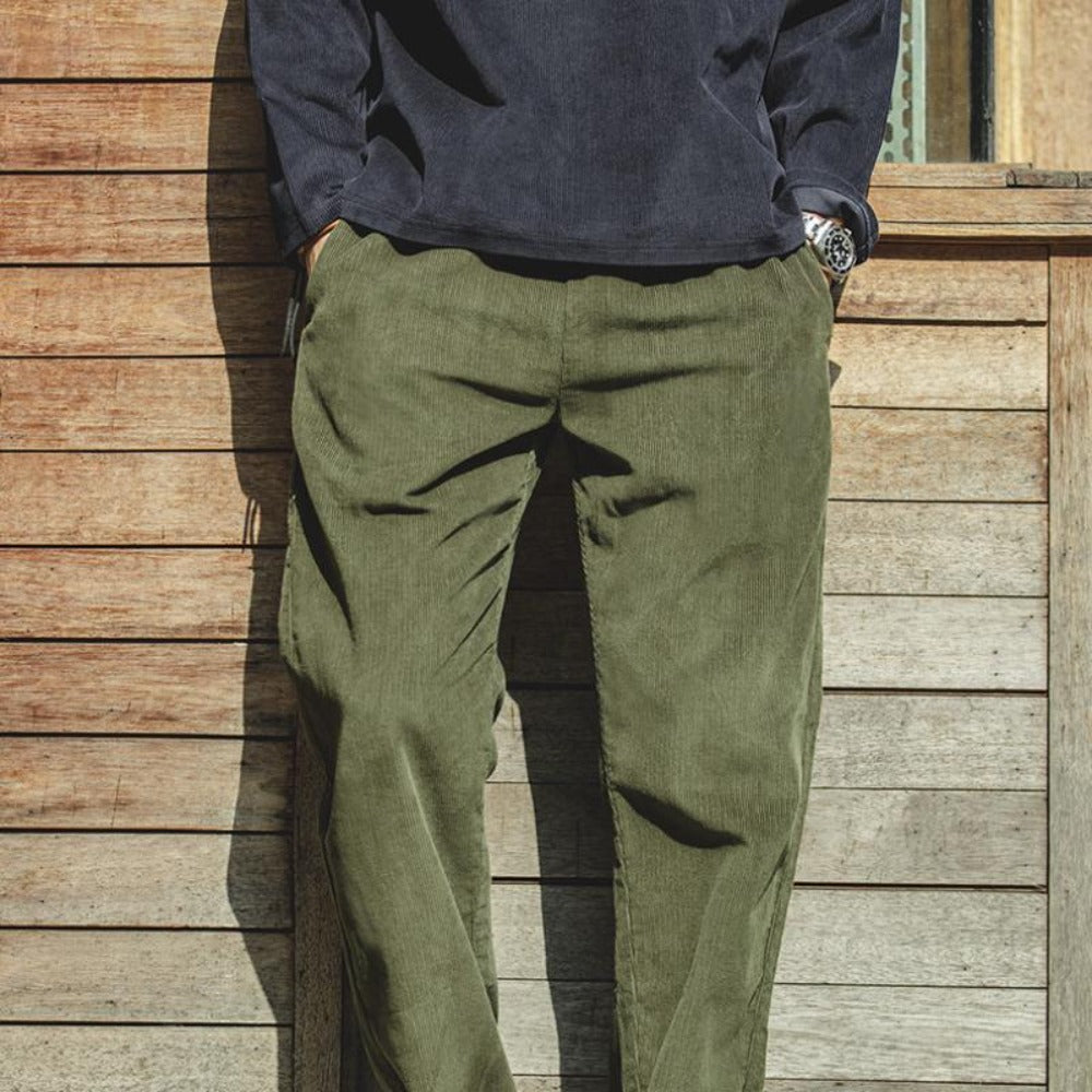 MADEN Herren Schwergewicht Baumwoll Cordhose mit geradem Bein