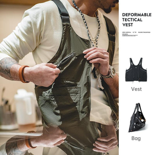 MADEN Multi-Pocket Sleeveless Work Vest with Satchel