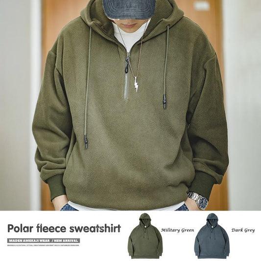 MADEN Men's Heavyweight Polar Fleece Half-Zip Hoodie