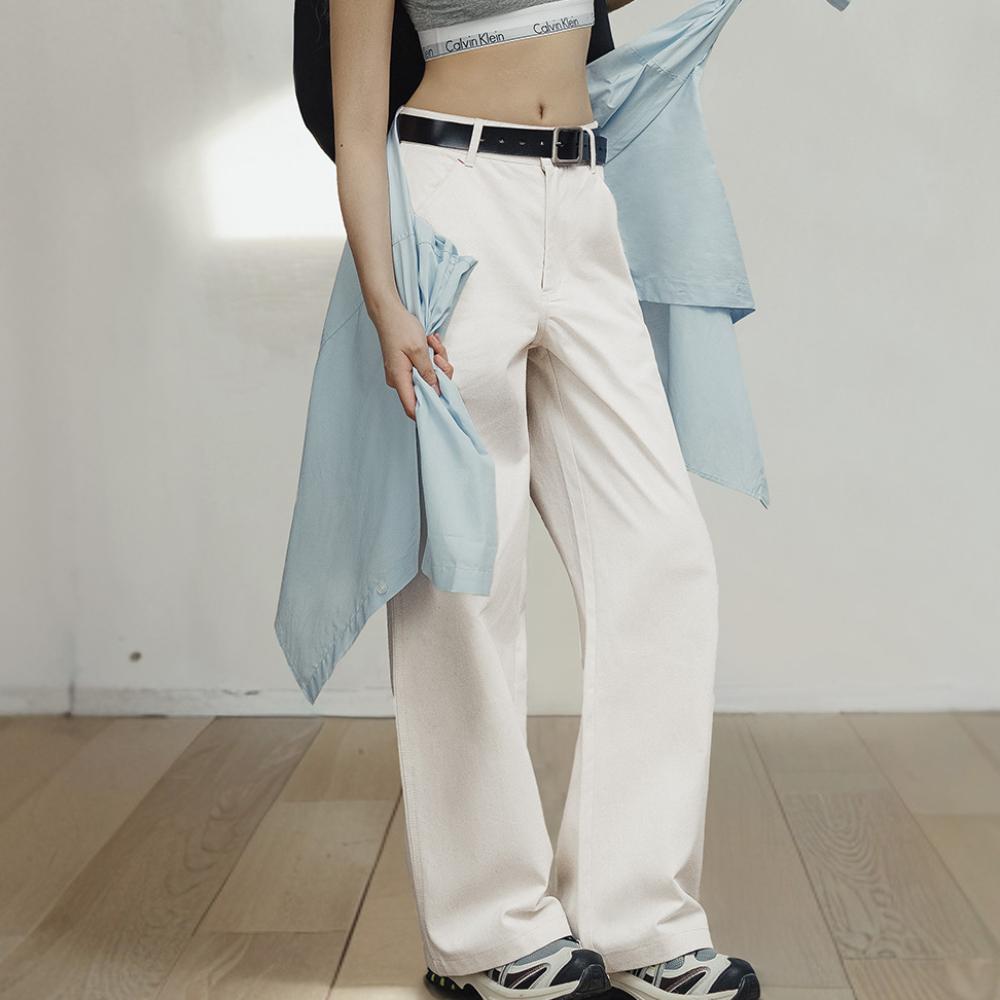 Pantalones blancos de pierna recta - cargo versátil de peso pesado Maden