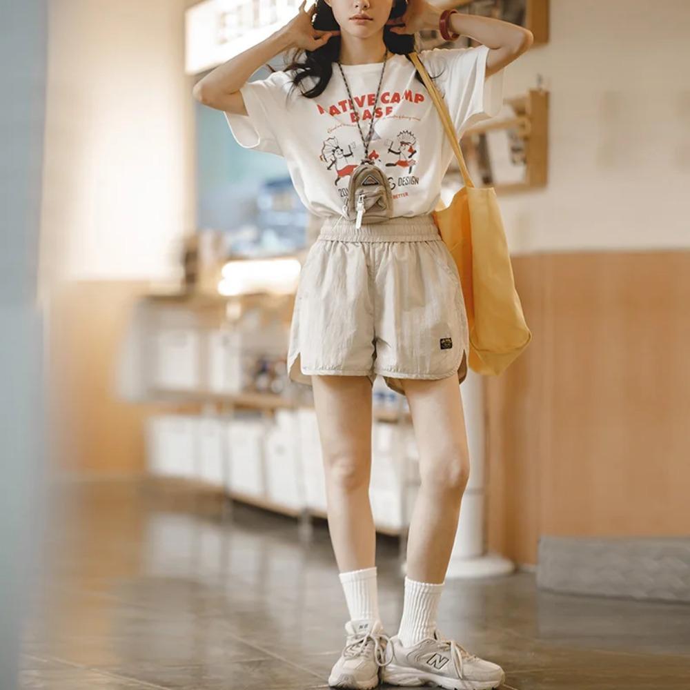 Short de sport décontracté et respirant pour femme MADEN, monochrome, idéal pour l'entraînement et la course à pied, taille élastique, pantalon court athlétique, été 
