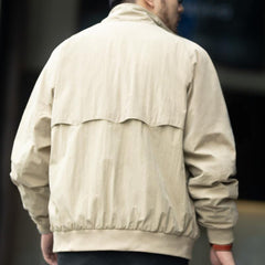 MADEN Herren Baumwoll Harrington Jacke mit kariertem Futter