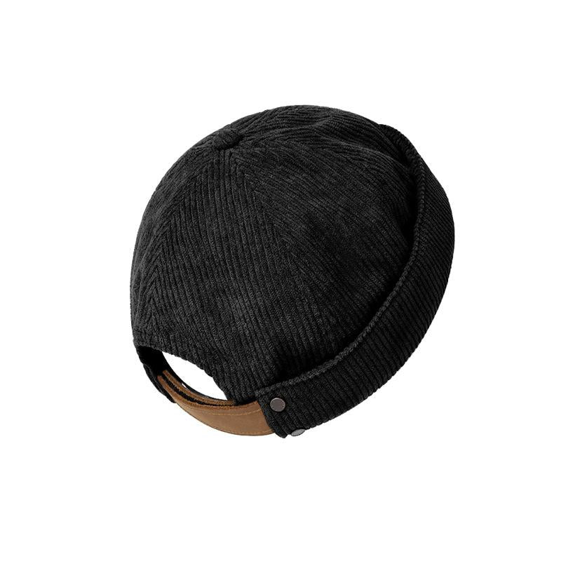 Sombrero marinero retro sin ala para hombre Maden de pana ajustable y versátil Sombrero de frío para hombre para otoño TW2107199