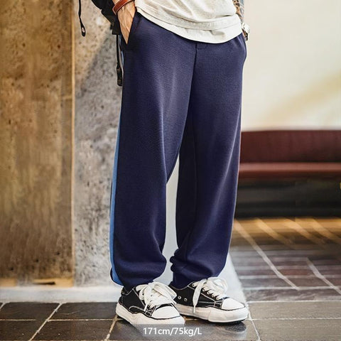 MADEN 남성 컬러블록 코치 재킷 & 와플 니트 조거 세트 스탠드 칼라 통기성 훈련 트랙수트 운동 스트리트웨어 의상