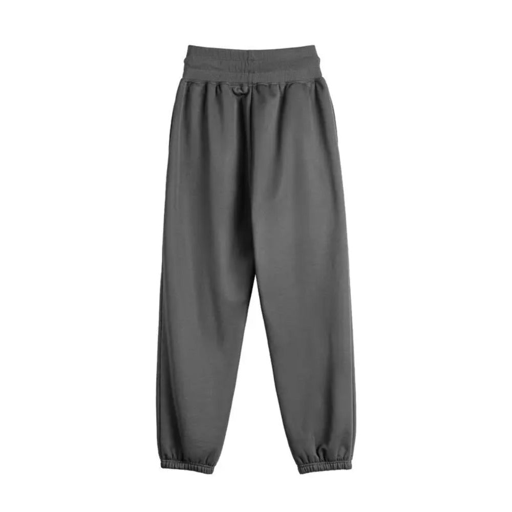Pantalon de jogging chaud et confortable en polaire épaisse MADEN pour femme, taille haute, gris foncé. 