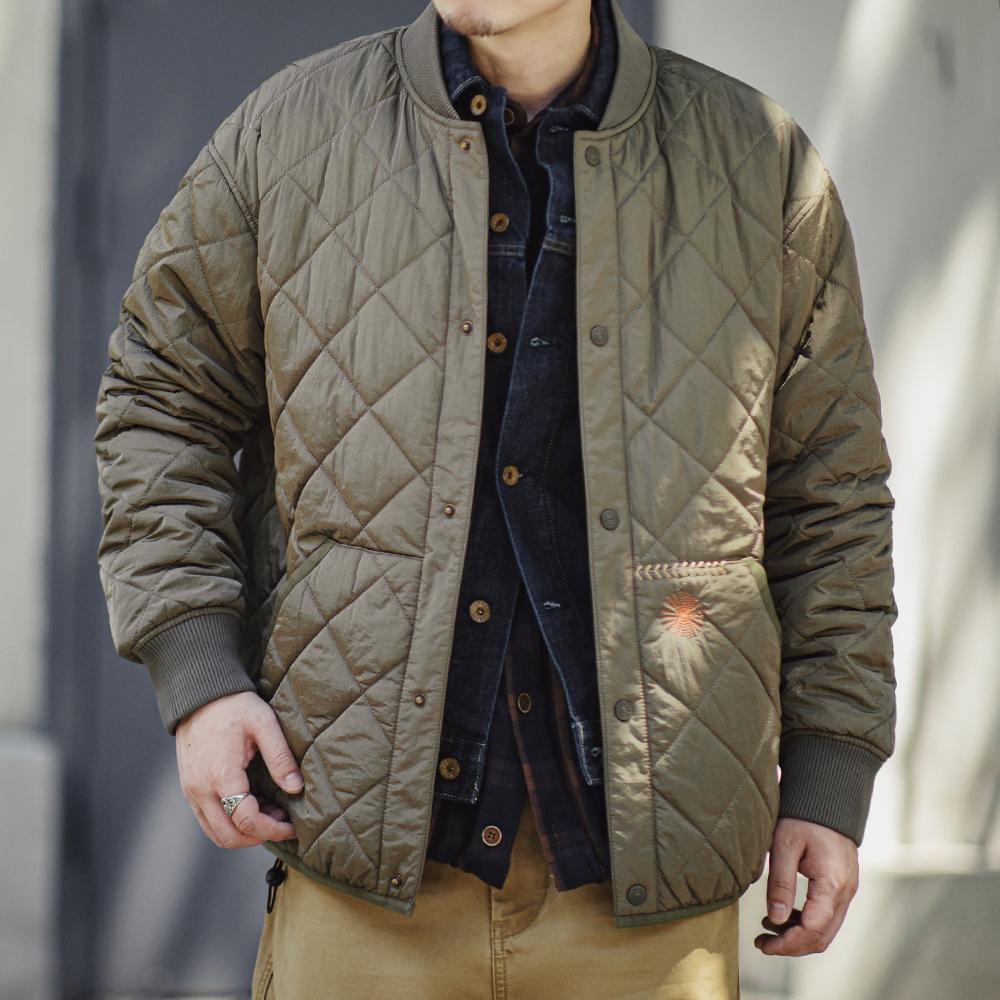 Chaqueta varsity acolchada de algodón de peso pesado para hombre MADEN