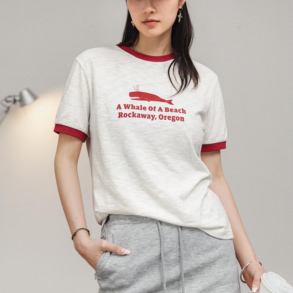 Maden Damen Freizeit T-Shirt mit Rundhals und Kontrast