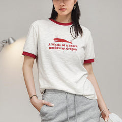 Maden Damen Freizeit T-Shirt mit Rundhals und Kontrast