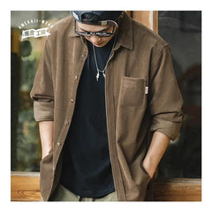 MADEN Herren Schweres Cord Shacket mit Fleece-Futter