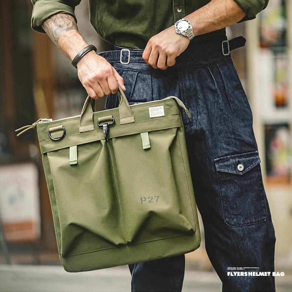 MADEN Retro Canvas Helm Messenger Schultertasche