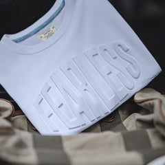 Camiseta de algodón pesado con estampado de letras en relieve 3D MADEN