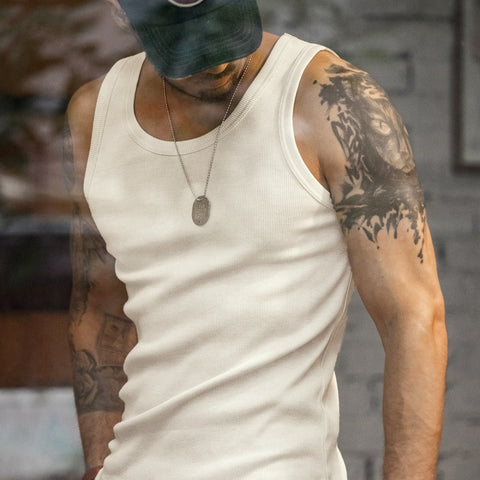 MADEN Herren-Tanktop aus schwerem Rippstrick – Slim Fit Sportweste