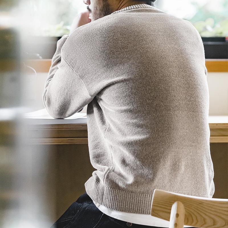 Suéter de chenilla para hombre MADEN – Suave, acogedor, cuello redondo, cálido, básico, tejido de punto