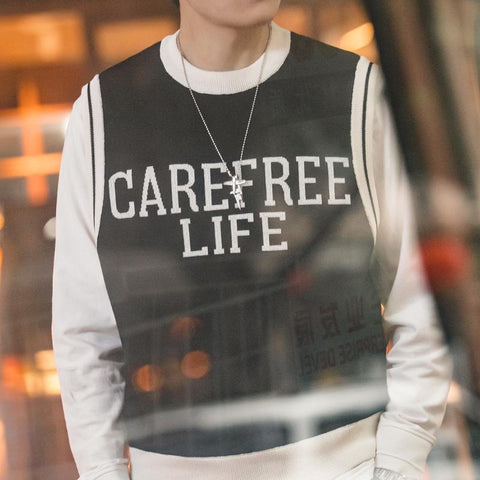 MADEN Preppy Strickweste für Herren im Ivy-Stil, lässige City-Boy-Strickweste mit Buchstabenmuster, ärmelloses Oberteil, Frühjahr 2023 