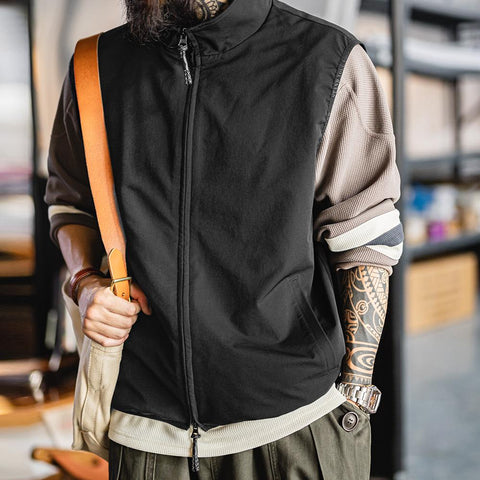 MADEN Men’s Lightweight Utility Vest Gorpcore Outdoor Techwear Gilet with Stand Collar for Layered Streetwear & Hiking