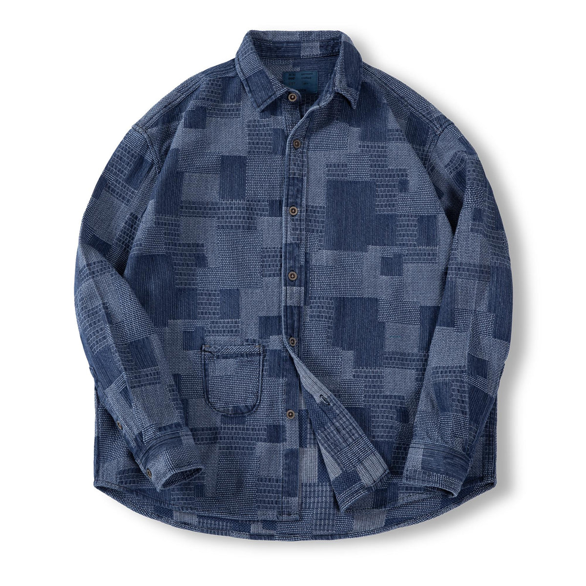 MADEN Boro Denimhemd mit Jacquard-Patchwork