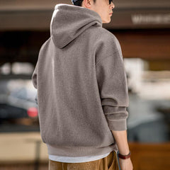 MADEN Herren Schwerer Fleece-Hoodie mit überschnittenen Schultern