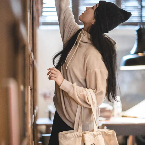 MADEN Dickes, warmes Kapuzensweatshirt für Damen, doppelseitiges Polarfleece, weiches und bequemes Oberbekleidungsstück für Herbst und Winter 