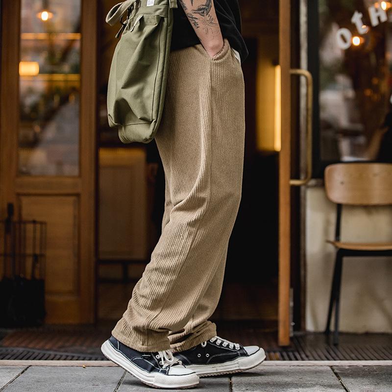 MADEN Vintage Strick-Samt Jogginghose mit weitem Bein