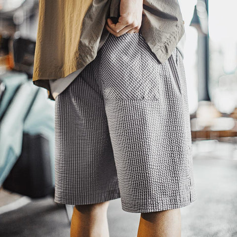 Short décontracté en seersucker pour homme MADEN | Coupe ample, respirant, longueur mi-longue, style rétro #ÉtéRespirant 