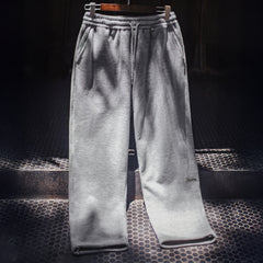 Pantalones de forro polar gris para hombre MADEN – Pantalones de invierno gruesos de pierna recta con cordón ajustable