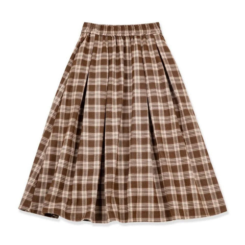 Maden Women's Plaid Skirt - Vintage Relaxed High Waist