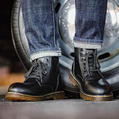 MADEN 6-Loch Weiche Leder Kampfstiefel bis zur Mitte der Wade