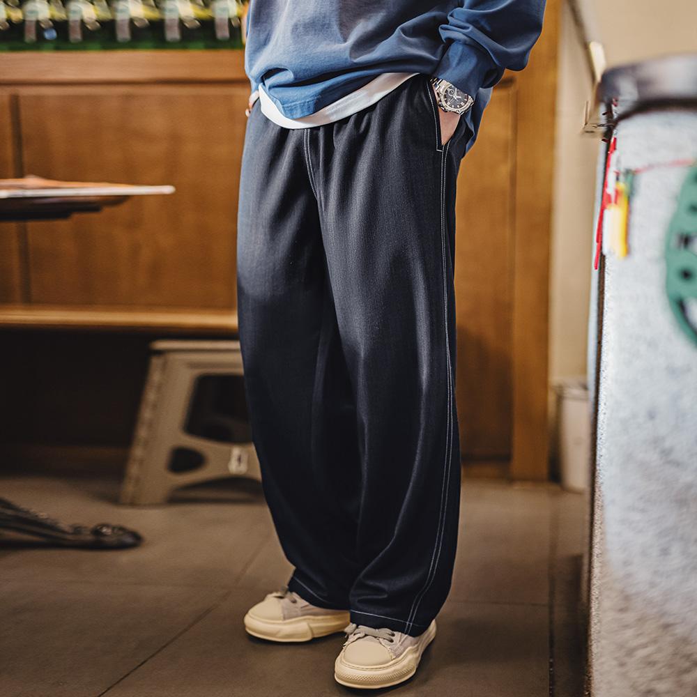 MADEN Herren Locker sitzende Kordelzug-Hose mit geradem Bein