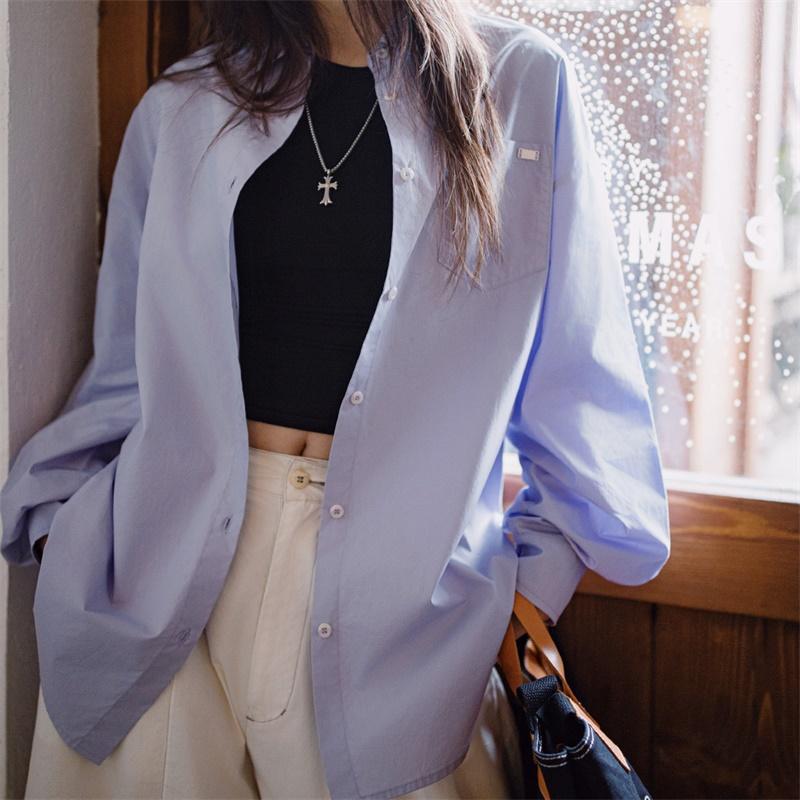 Blusa morada plisada de mujer MADEN con solapa de muesca y corte amplio