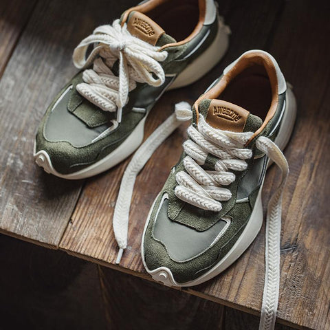 MADEN Herren-Joggingschuhe Retro Atmungsaktive Sportschuhe mit dicker Gummisohle Vielseitige Freizeitschuhe für Herren 