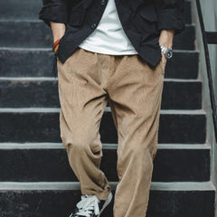 MADEN Herren Schwergewicht Baumwoll Cordhose mit geradem Bein