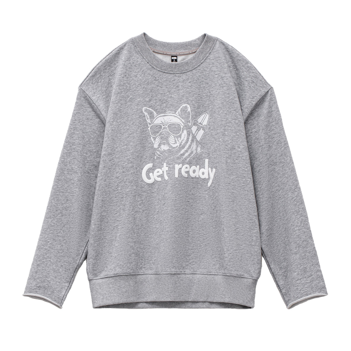 MADEN Grauer, schwerer Pullover mit Print 