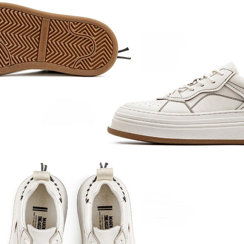 Maden "Sky Mirror" White Sneakers Thick-Soled Low-top Chunky Casual Shoes Trendy Versatile Uncle Fu Brand Original Design