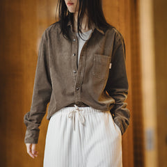 MADEN Damen Cord-Langarmhemd