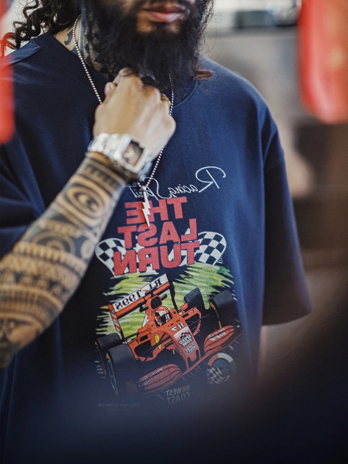 MADEN Men's F1 Racing Print Short-Sleeve T-Shirt