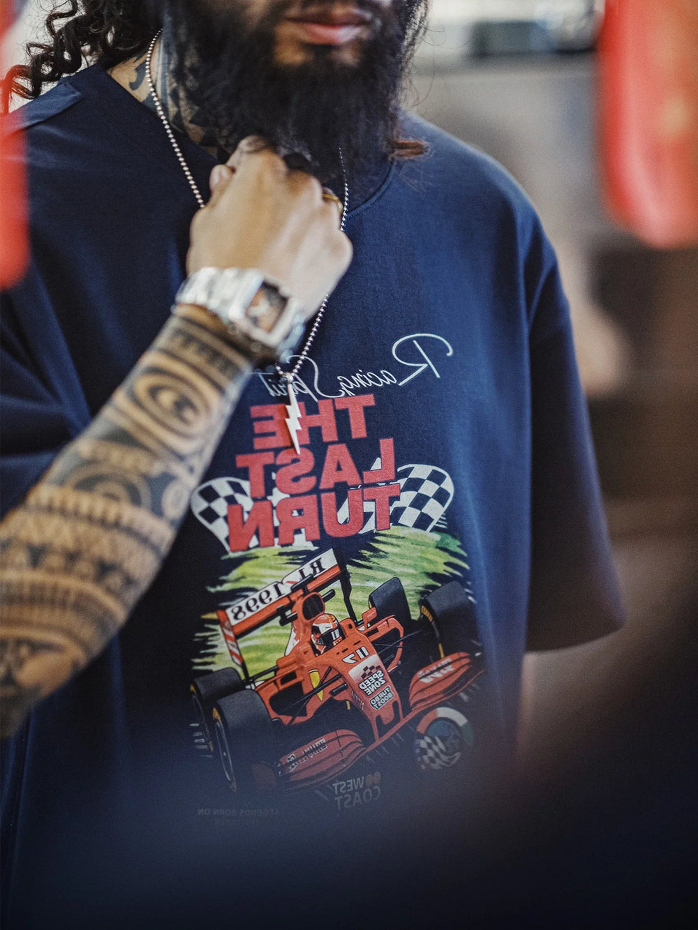 MADEN Men's F1 Racing Print Short-Sleeve T-Shirt
