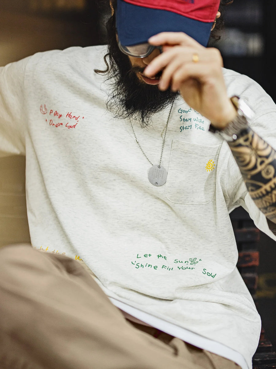 MADEN Solid Color Short Sleeve Crewneck Cotton T-Shirt