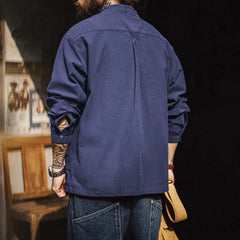 MADEN Navy Popover Shirt Cotton 100%