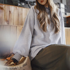 MADEN Women’s Waffle Knit Lantern Sleeve Sweatshirt