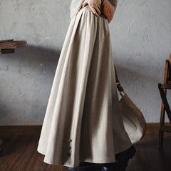 MADEN Women's High-Waist Pleated A-Line Midi Skirt