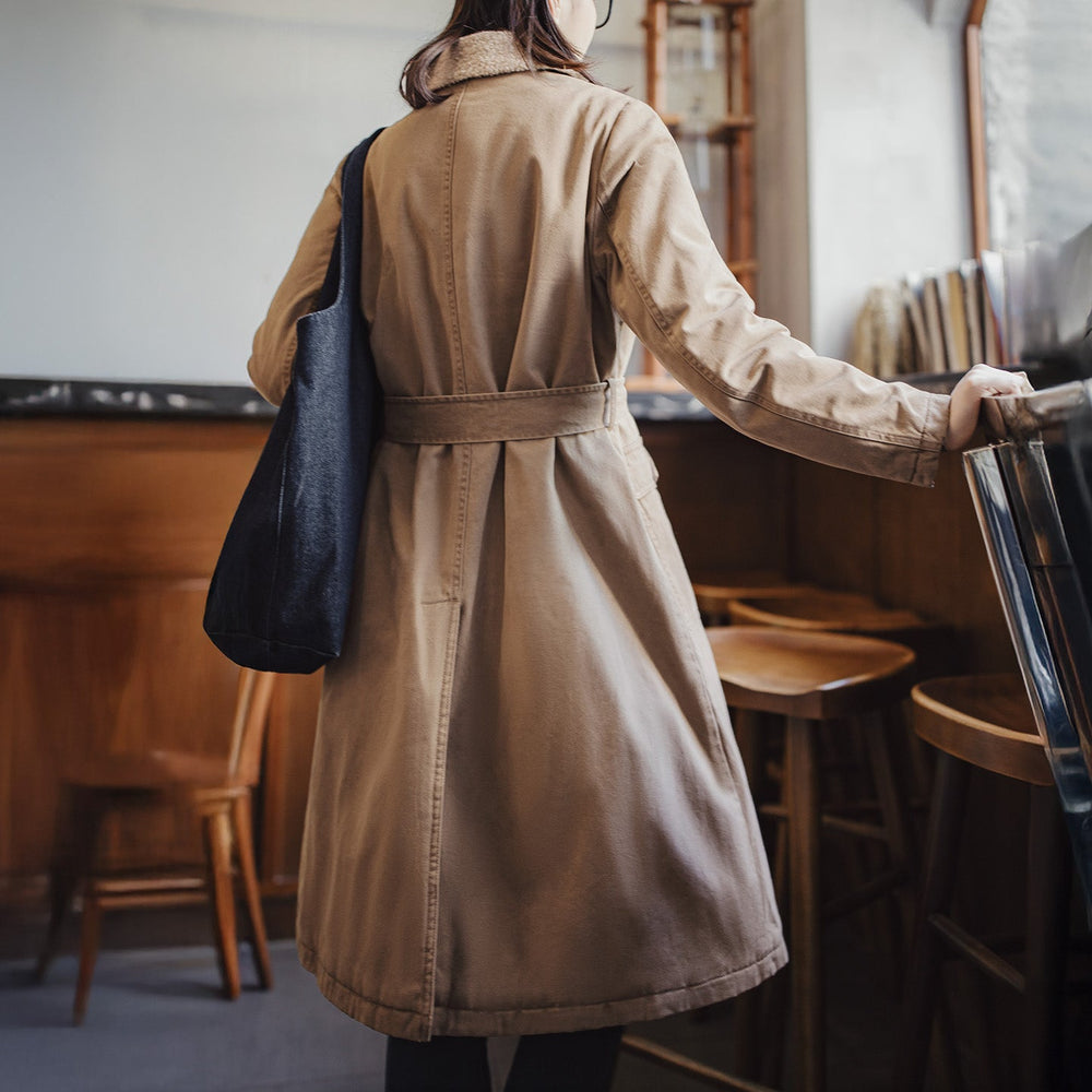 MADEN Vintage Cotton Twill Double-Breasted Trench Coat