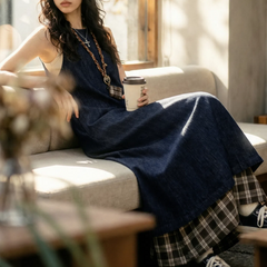 MADEN Women's Denim Sleeveless Maxi Dress