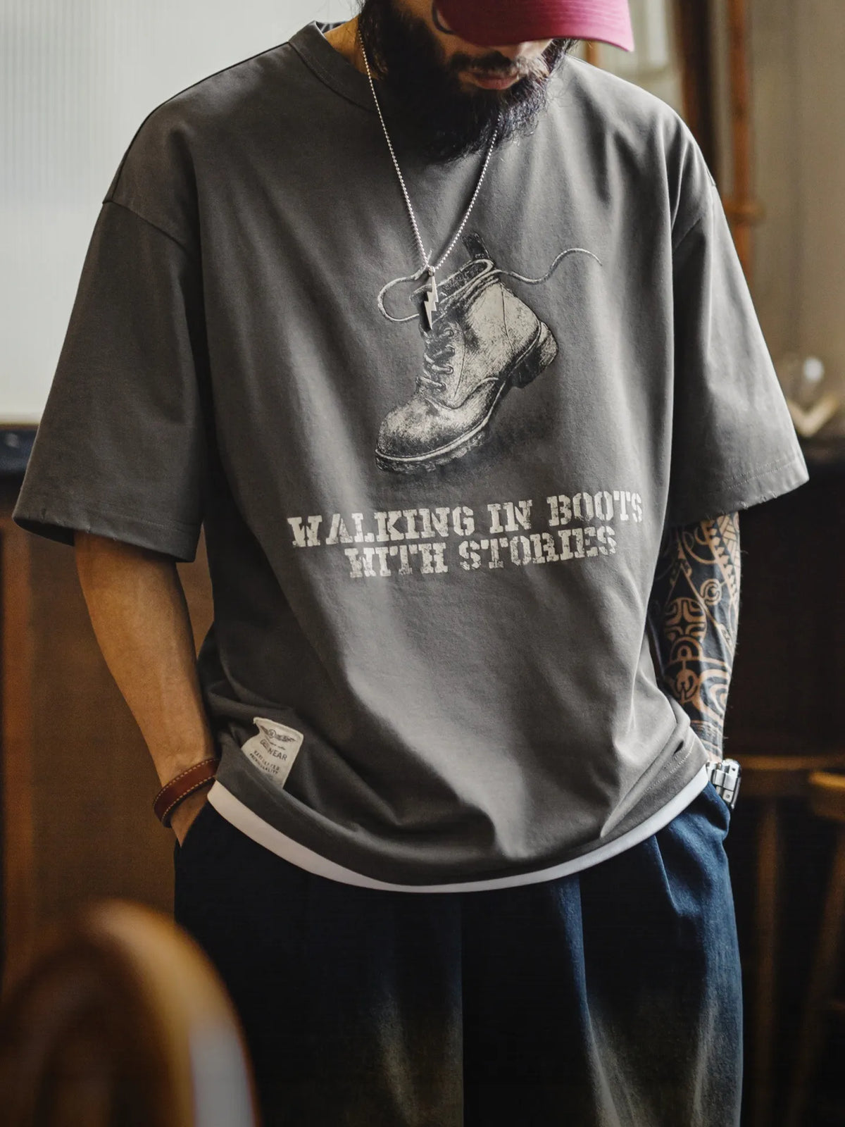 MADEN Vintage Distressed Brushed Tee