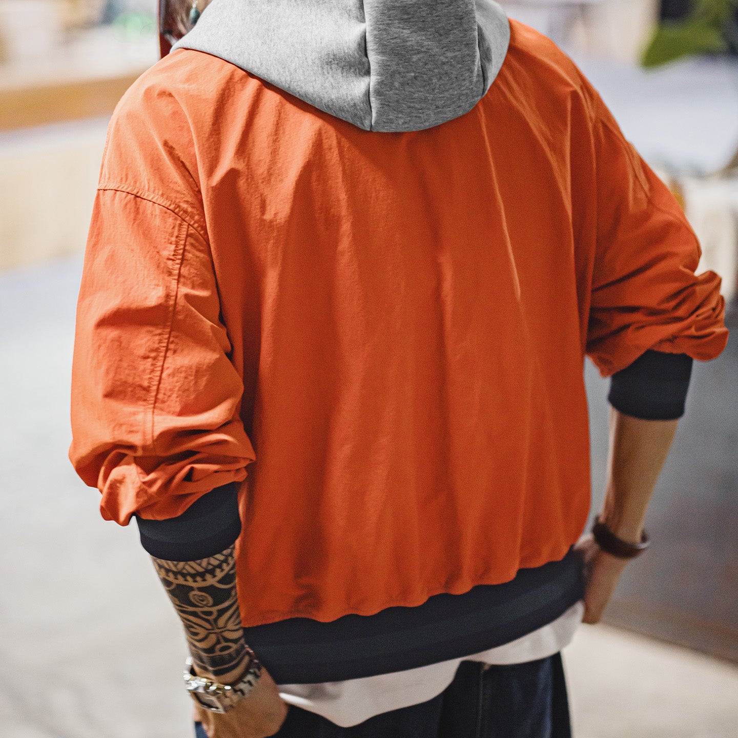 MADEN Orange Kapuzenleichte Jacke