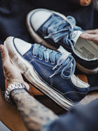 MADEN Men's Vintage Indigo-Dyed Denim Canvas Sneakers thumbnail