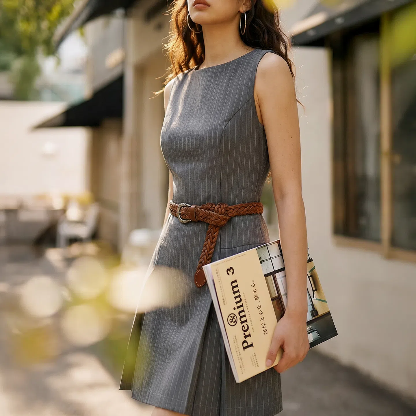 MADEN Women's Tailored Sleeveless Midi Dress