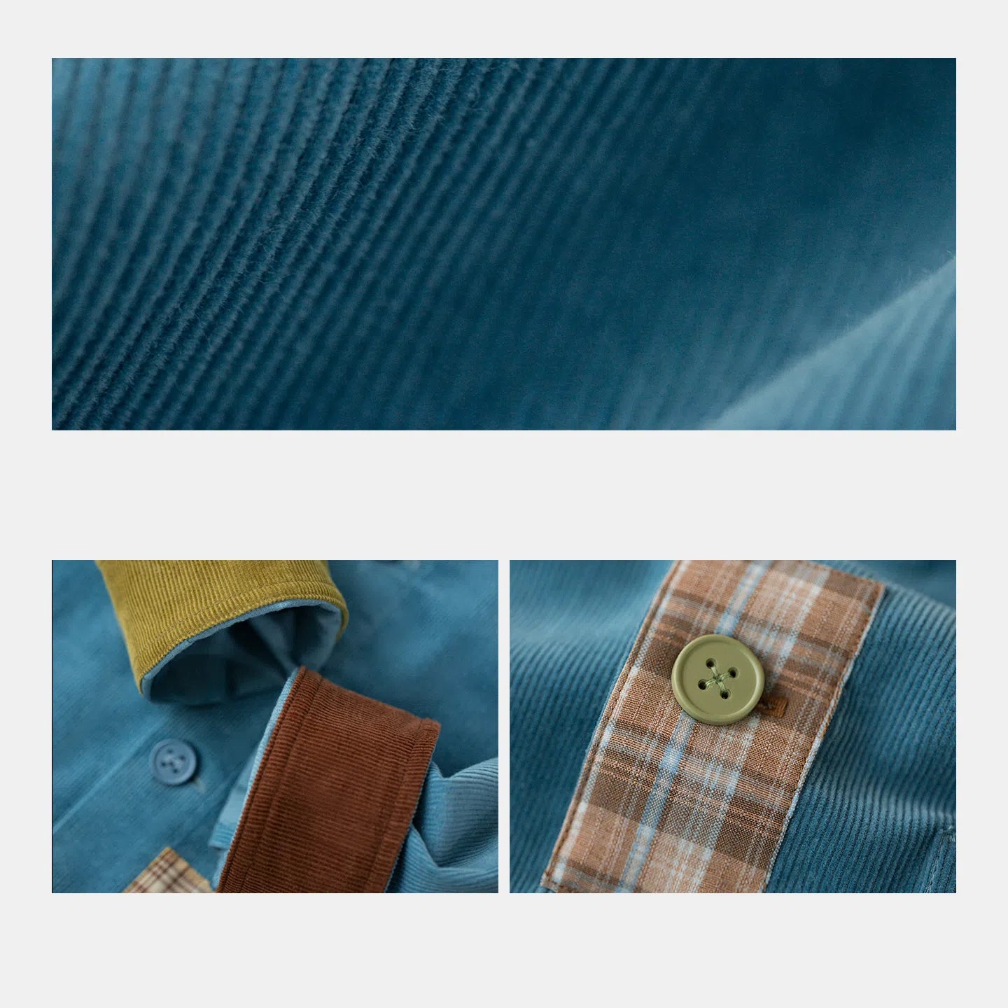 MADEN Retro Patchwork Corduroy Shirt - Cotton 100%
